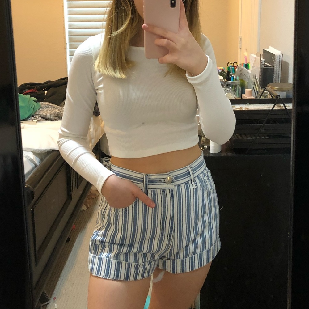 Striped mom shorts